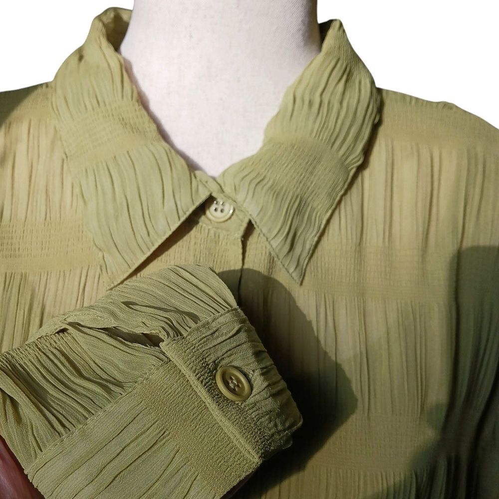Three Piece Pant Set Lightweight Pockets Long Sleeve Gauzy Spring Green Size 24 - Picture 5 of 12